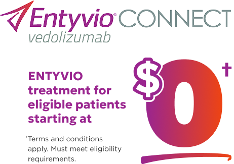 EntyvioConnect co-pay assistance for ENTYVIO treatment, starting at $0 for eligible patients.