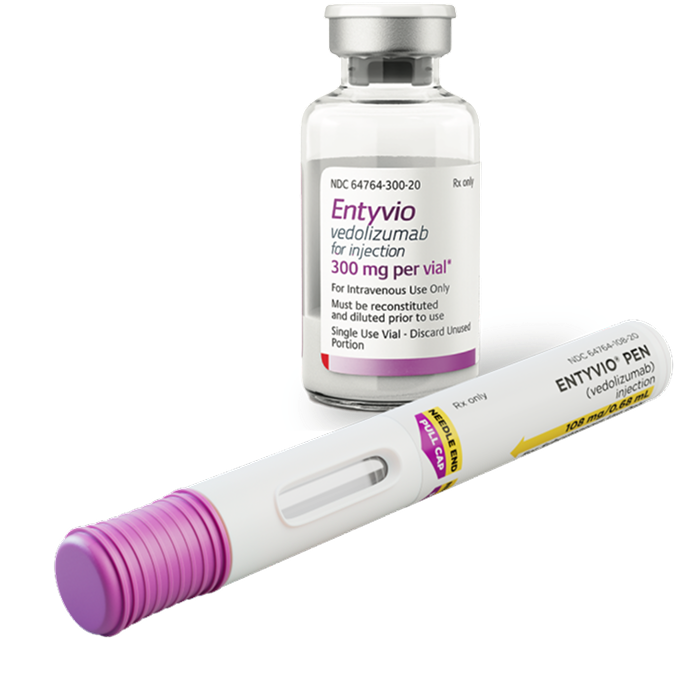 ENTYVIO® (vedolizumab) pen and vial.
