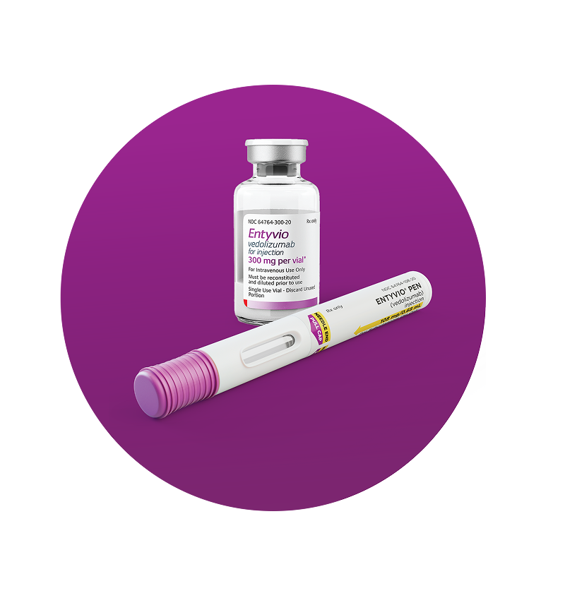 ENTYVIO® (vedolizumab) pen and vial.